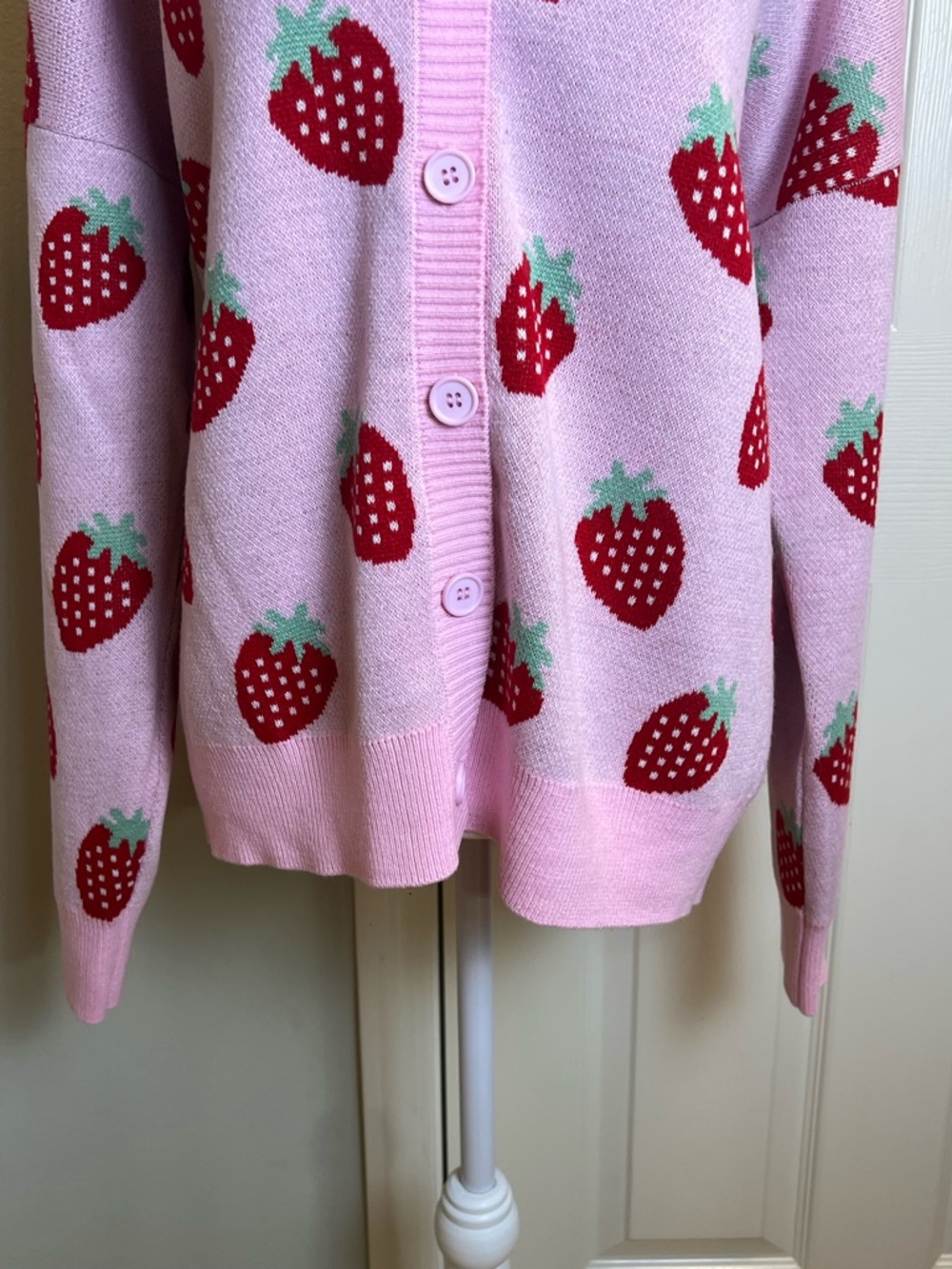 Hot Topic Strawberry Pattern Cardigan Sweater - Picture 3 of 8